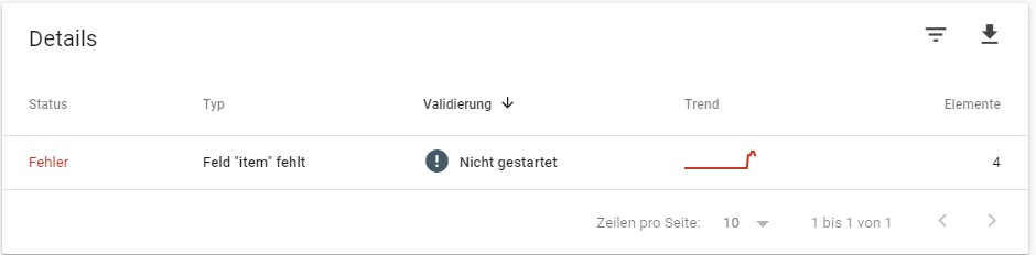 fehler item fehlt
