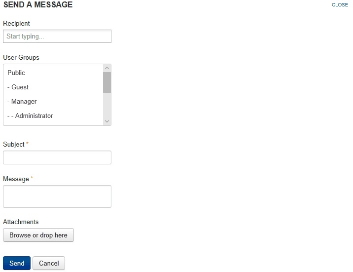 Send message to Joomla user group