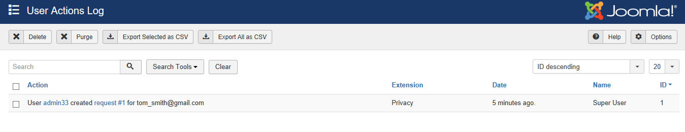 user actions log 2